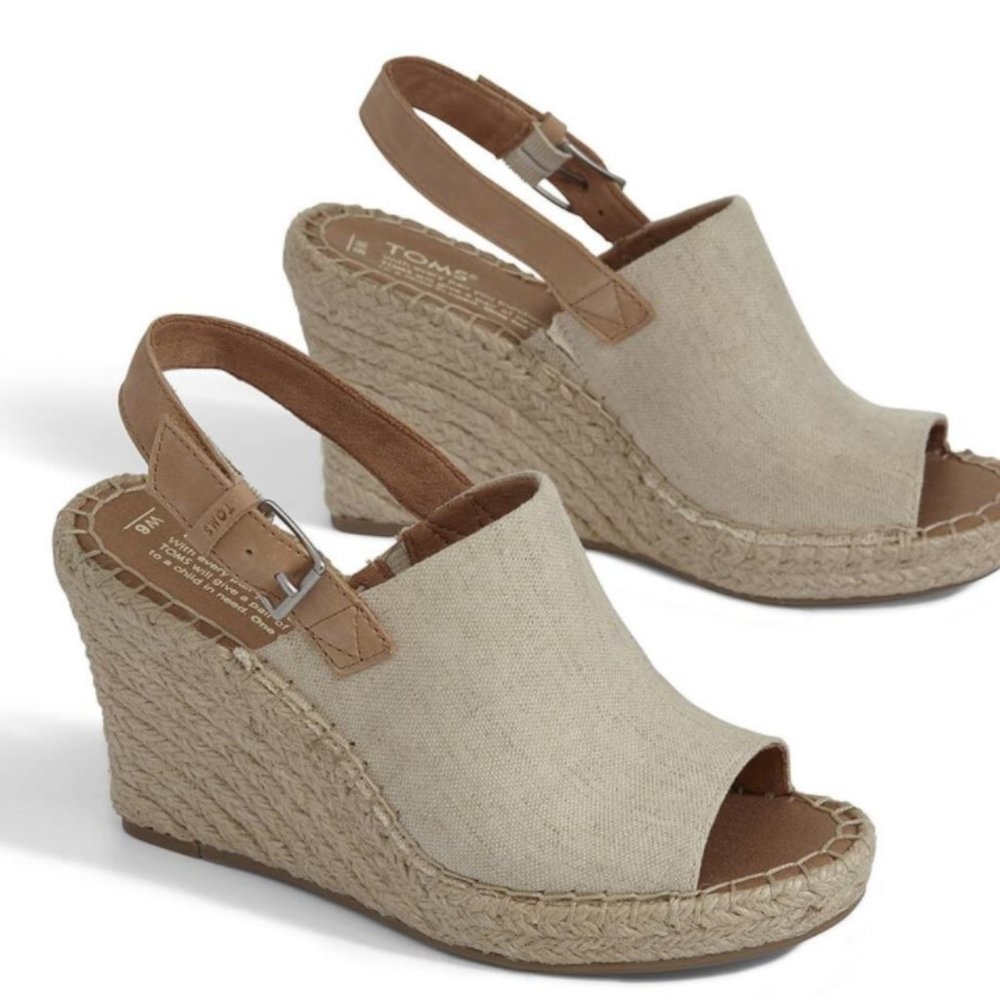 Toms Monica Wedge Heel Natural Size 8.5